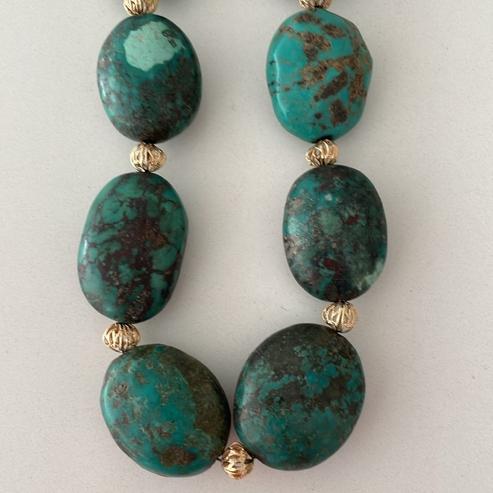 Green Turquoise Large Stone Strand Necklace - Picture 5 of 12